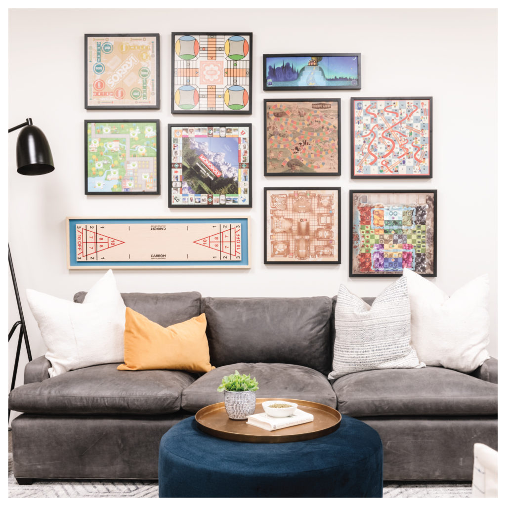 gallery wall modern art model home
